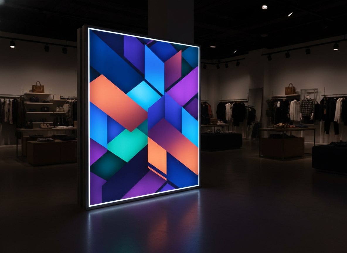 Backlit SEG Fabric illuminated lightbox display in retail environment